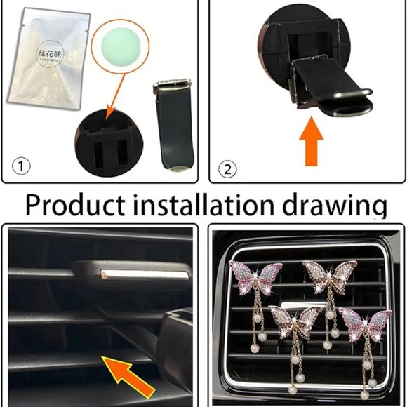 4 Pcs Bling Butterfly Car Air Vent Clips - Picture 3 of 5